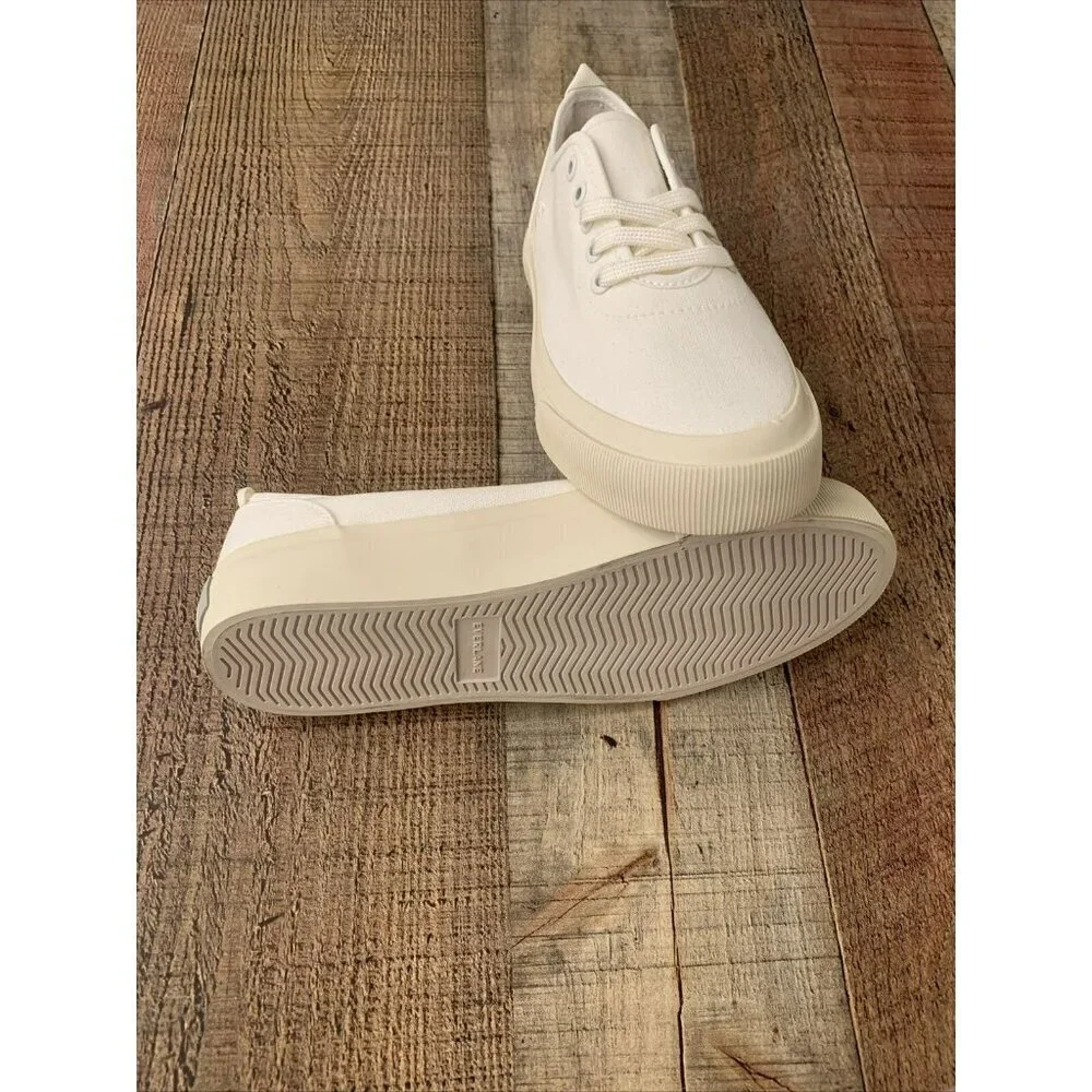NEW Everlane White Cotton Sneakers Unisex Sz 5W/3M - Picture 6 of 7